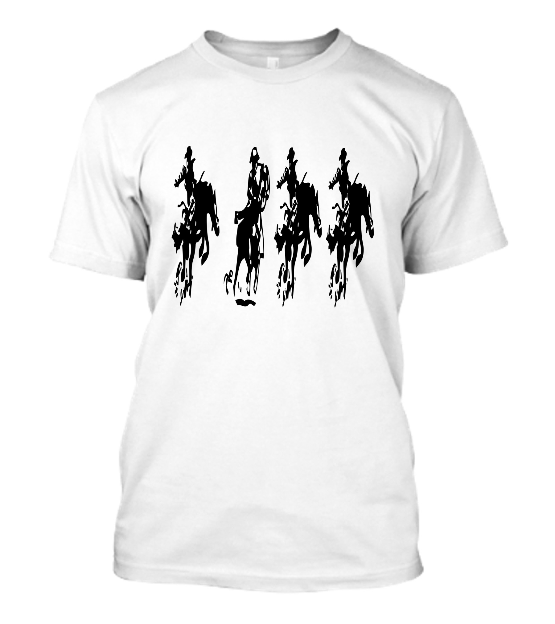 Horse Race Riders Silhouettes Black T-Shirt