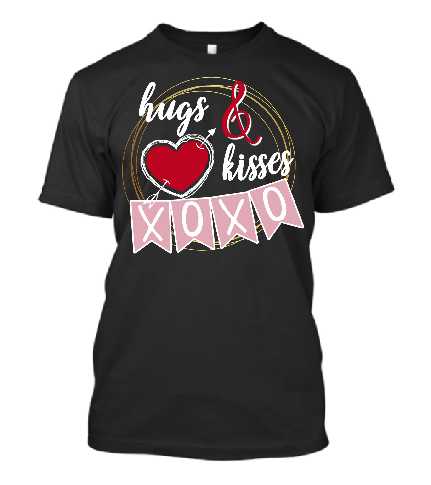 Hugs And Kisses Xoxo Heart Arrow Design For Dark T-Shirt
