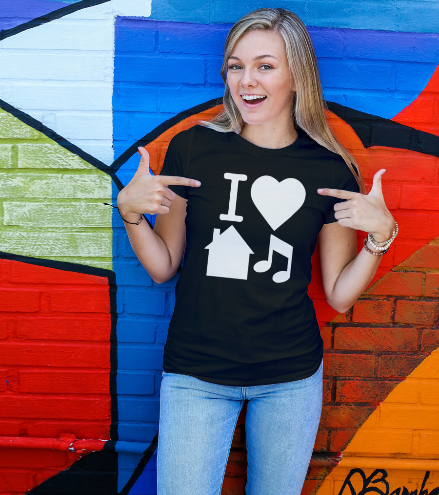 I Love House Music DJ Baseball Icons T-Shirt