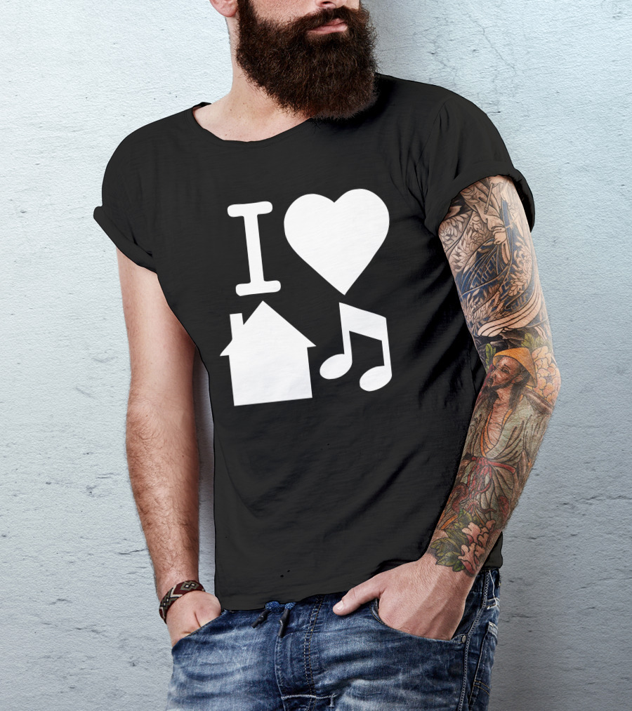 I Love House Music DJ Baseball Icons T-Shirt