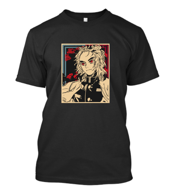 Kimetsu No Yaiba Rengoku Kyoujurou Red Blue Aura Roses T-Shirt