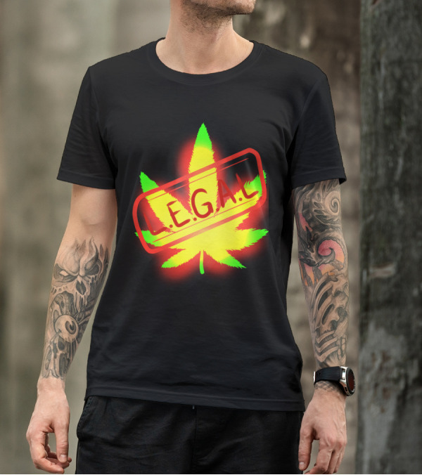 LEGAL Marijuana Leaf Rasta Colors T-Shirt
