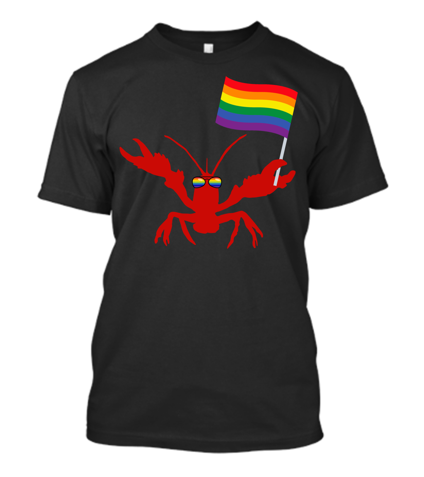 LGBT Crawfish With Pride Rainbow Flag And Glasses T-Shirt
