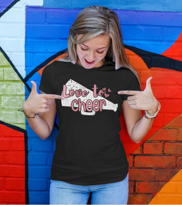 Love To Cheer Megaphone With Hearts T-Shirt
