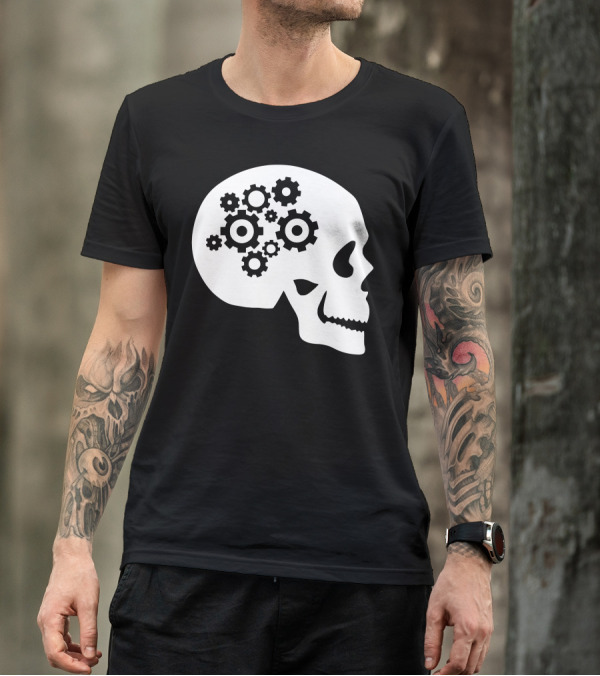 Mechanic Brain Gear Skull T-Shirt