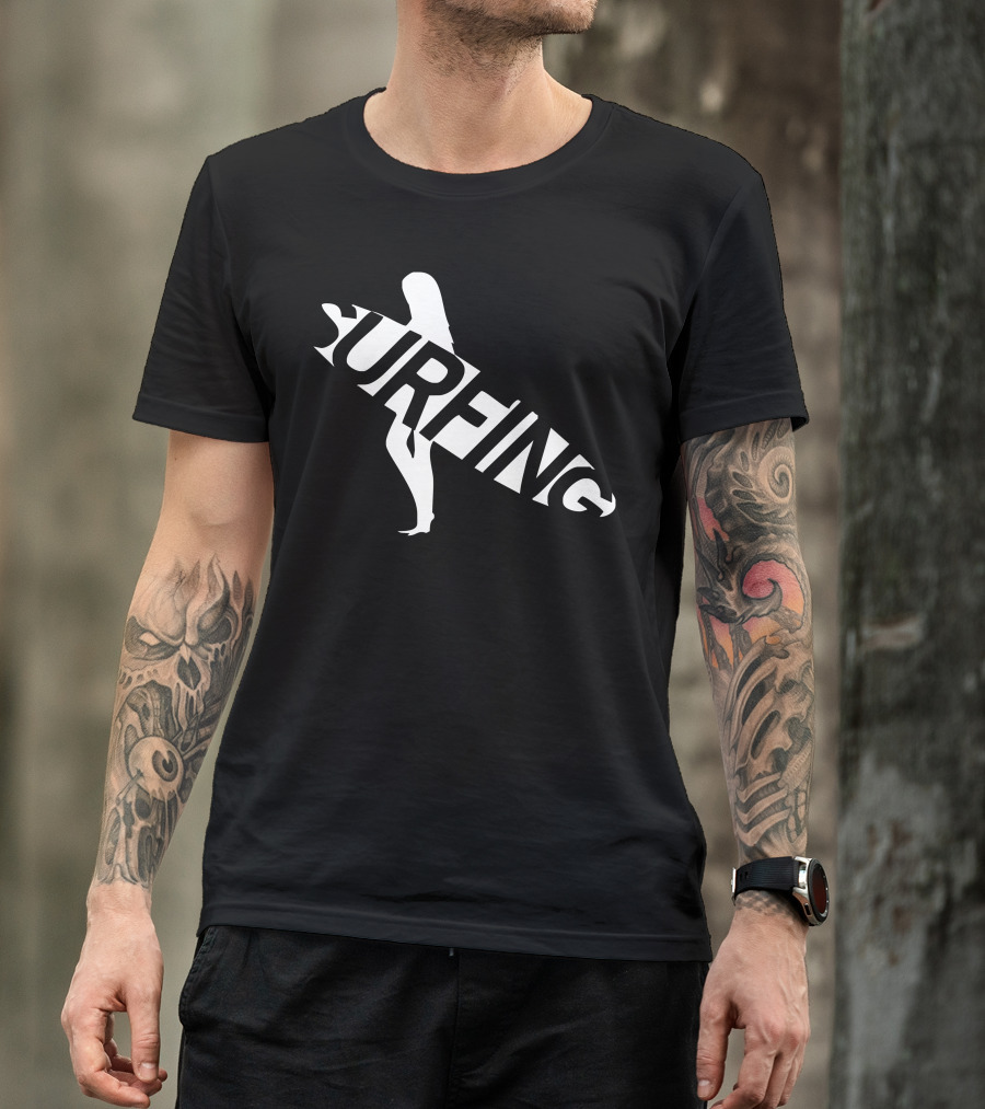 Surfing Silhouette With Surfboard And Figure T-Shirt