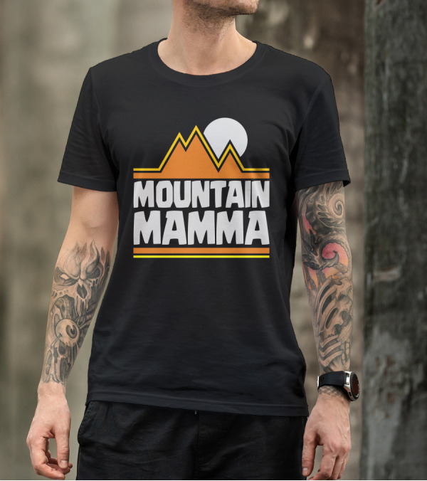 Mountain Mamma Retro Orange Peaks And Sun T-Shirt
