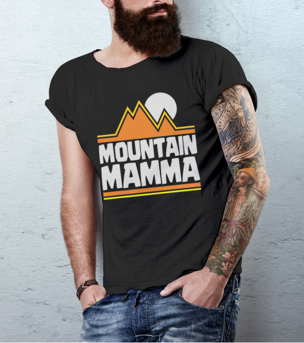 Mountain Mamma Retro Orange Peaks And Sun T-Shirt
