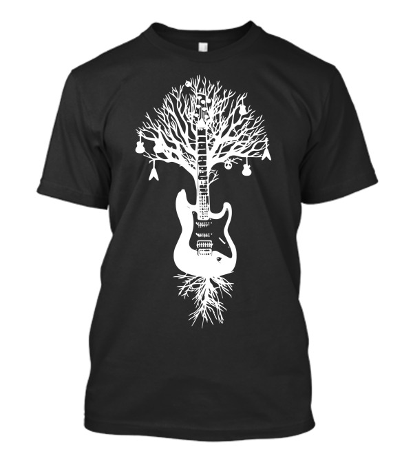 Nature Guitar White Tree Music Banksy Roots Fusion T-Shirt