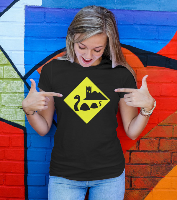 Nessie Scotland Loch Ness Warning Sign Castle T-Shirt