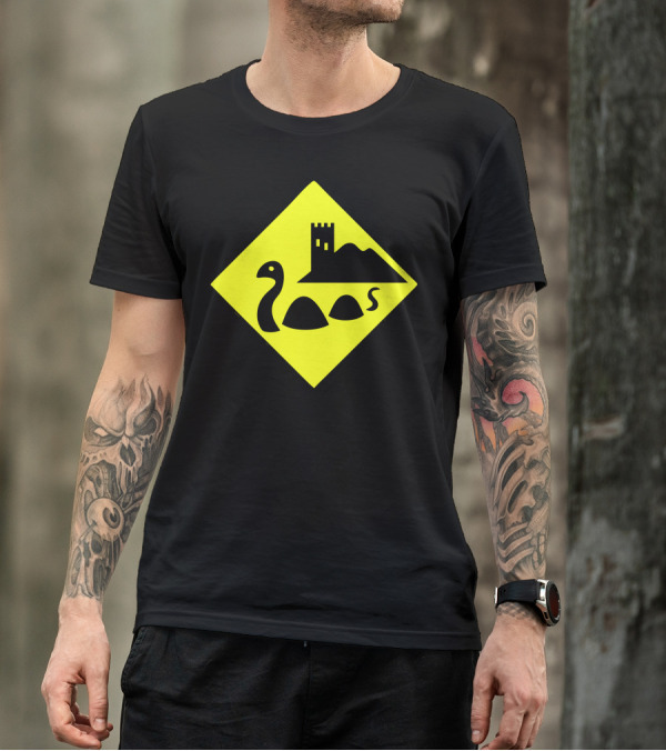 Nessie Scotland Loch Ness Warning Sign Castle T-Shirt