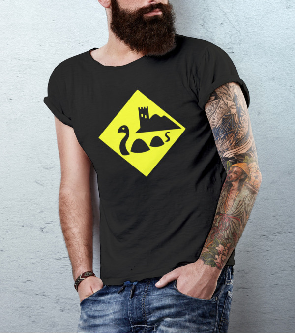 Nessie Scotland Loch Ness Warning Sign Castle T-Shirt