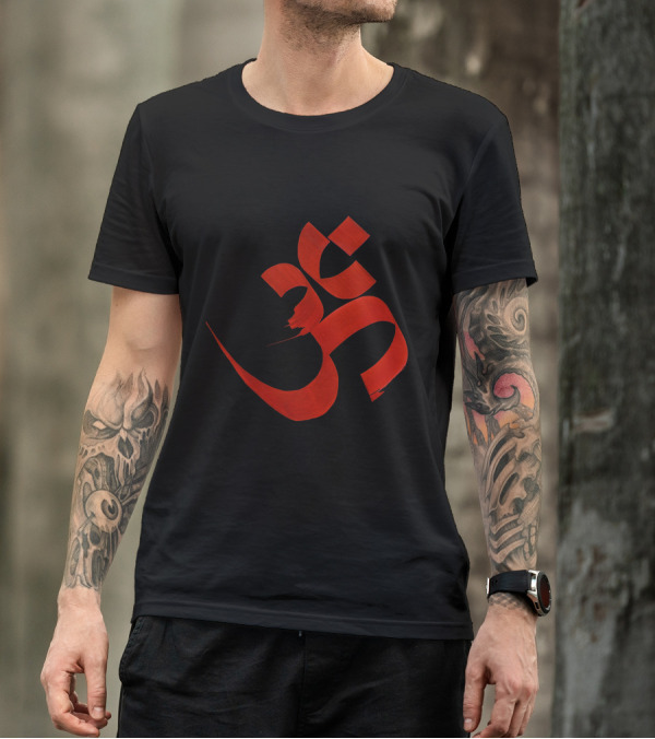 Om Symbol Red Bold Script T-Shirt