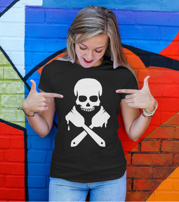 Painter Skull Crossed Brushes T-Shirt