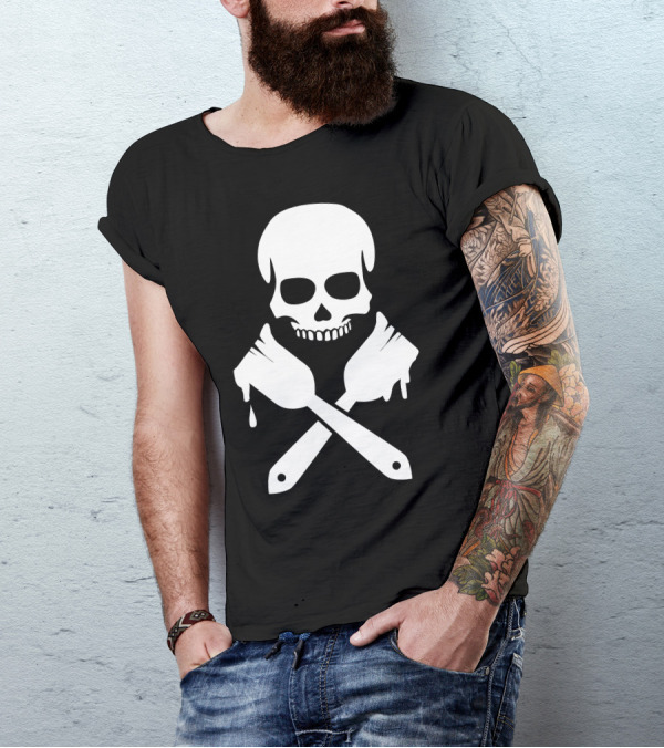 Painter Skull Crossed Brushes T-Shirt
