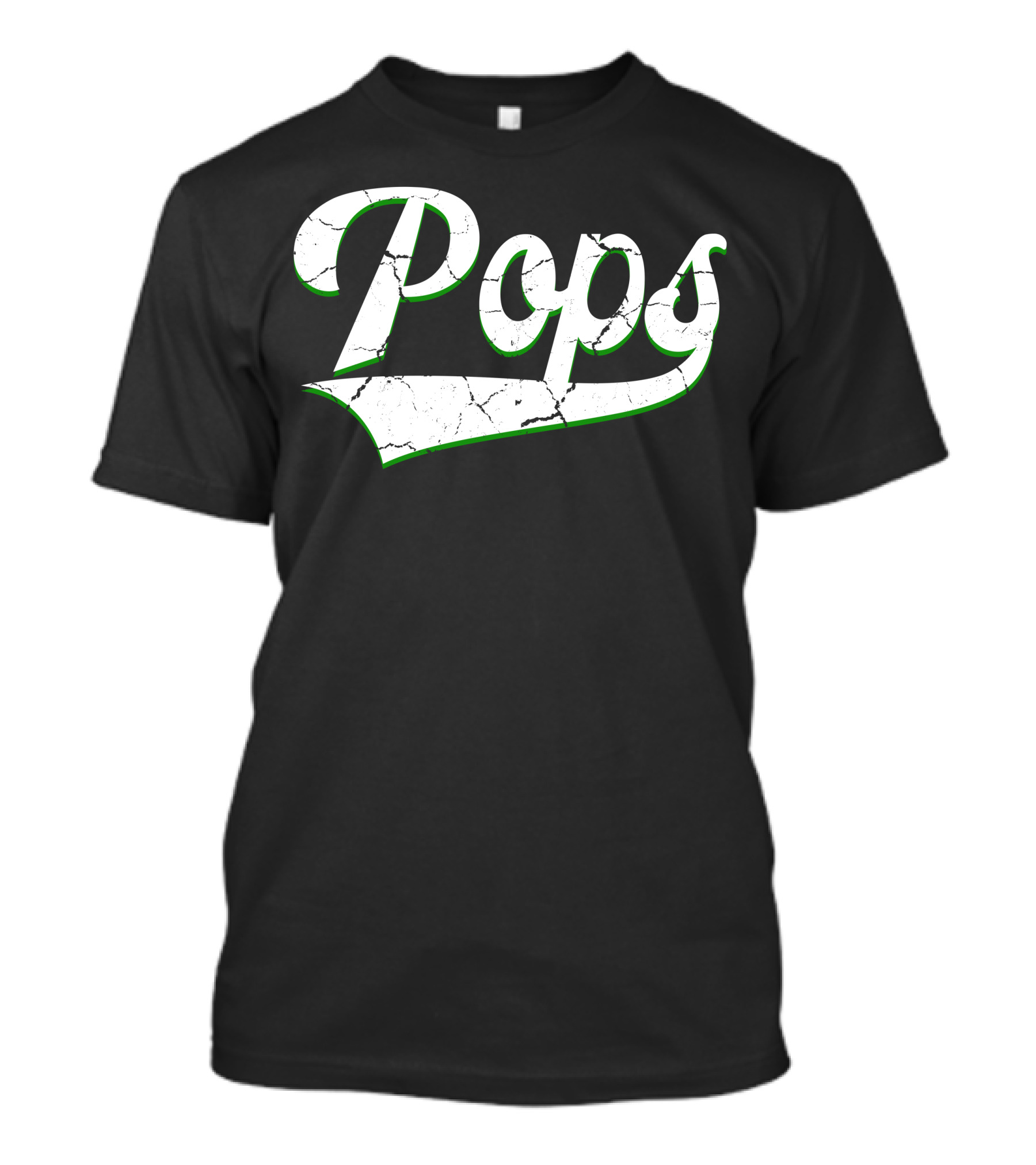 Pops Retro Distressed Vintage Style Text With Green Outline T-Shirt