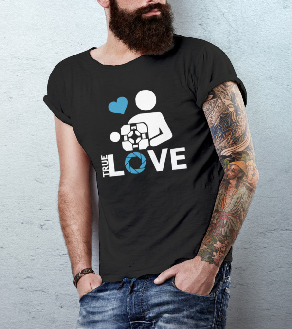 Portal Companion Cube True Love Aperture Lab Gamer T-Shirt