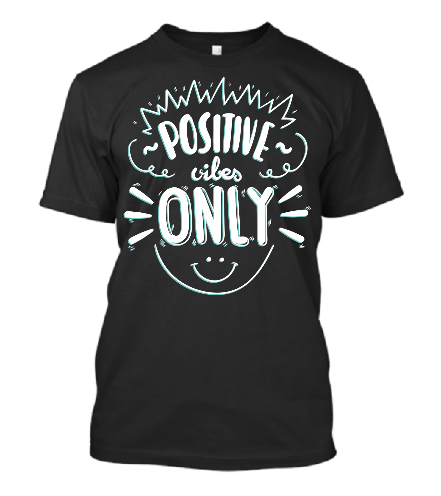 Positive Vibes Only Smiley Face Typography T-Shirt