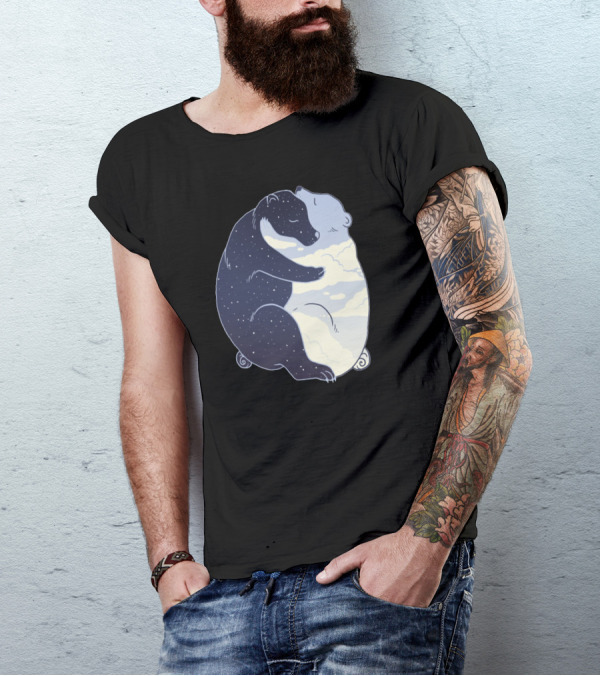 Protect Our Fat Bears Night And Day Hugging Polar And Grizzly Bears T-Shirt