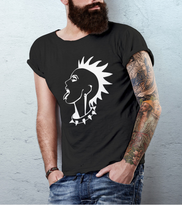 Punk Rock Girl Mohawk Spike Choker Ska Band T-Shirt