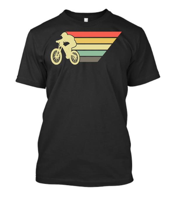 Retro Mountain Bike Downhill Striped T-Shirt