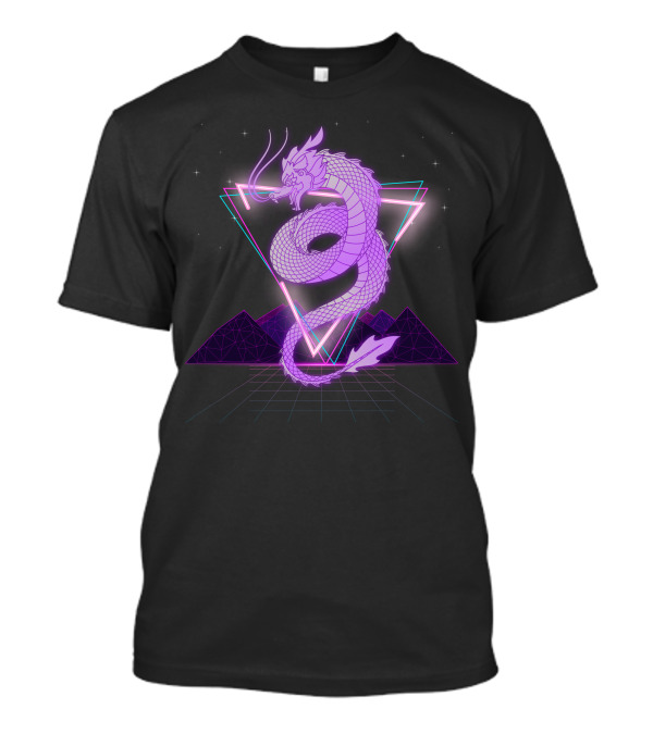 Retro Wave Vaporwave Dragon Neon Aesthetic T-Shirt