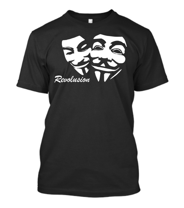 Revolution Anonymous Maske V Wie Vendetta Fun Guy Fawkes Double Face T-Shirt