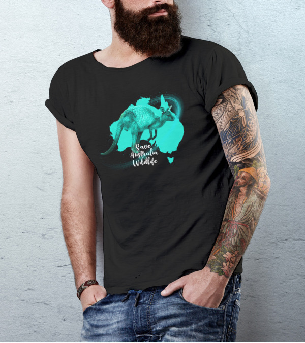 Save Australia Wildlife Kangaroo Map T-Shirt