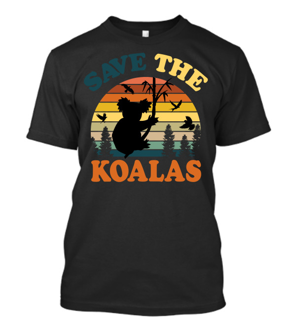 Save The Koalas Sunset Silhouette With Trees And Birds T-Shirt