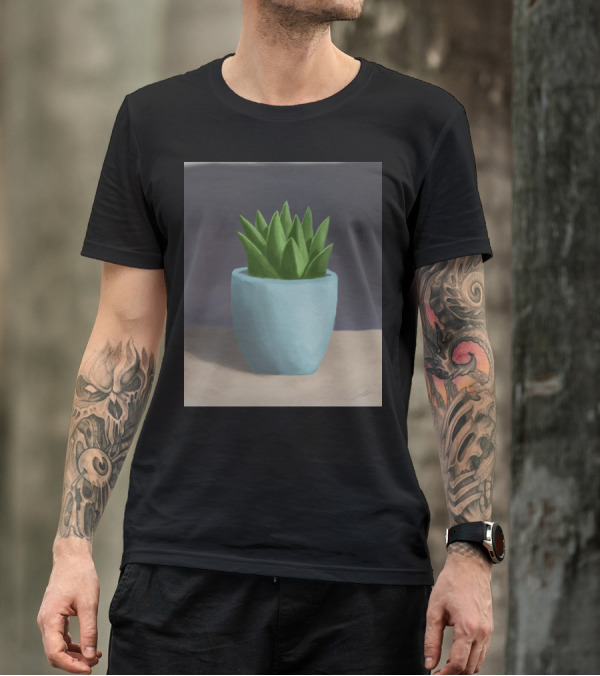 Signature Green Plant In Blue Pot T-Shirt