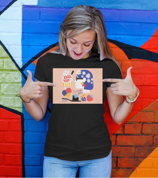 Kesäkuu Summer Feels Daisy Head Ice Cream Fun T-Shirt