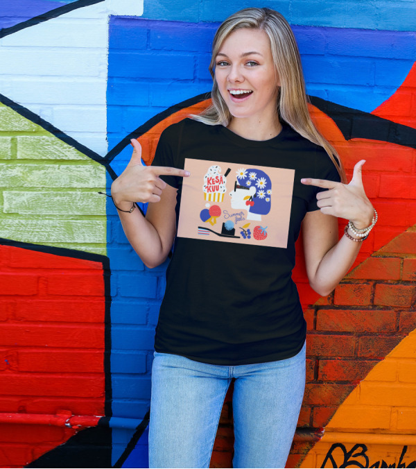Kesäkuu Summer Feels Daisy Head Ice Cream Fun T-Shirt