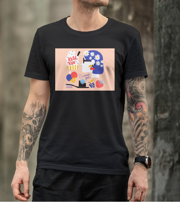 Kesäkuu Summer Feels Daisy Head Ice Cream Fun T-Shirt