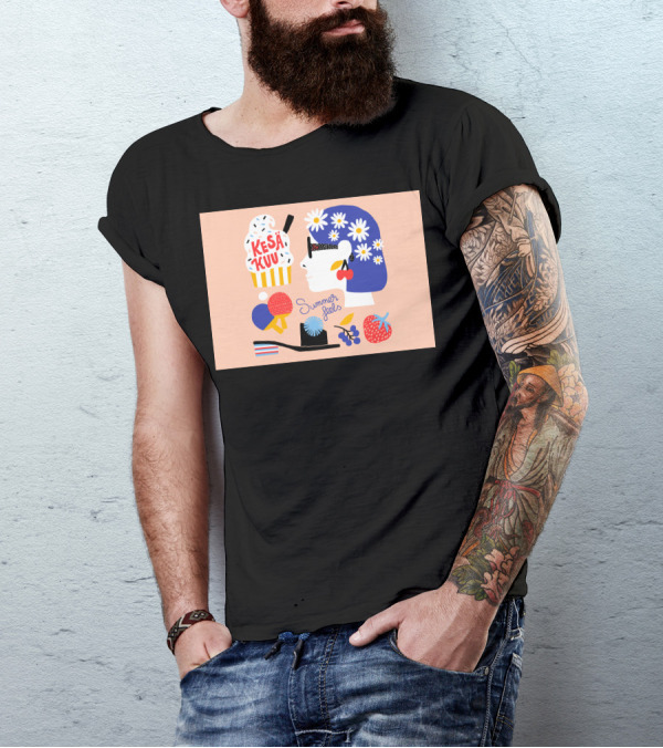 Kesäkuu Summer Feels Daisy Head Ice Cream Fun T-Shirt