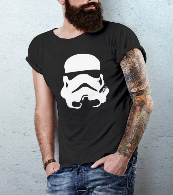 Storm Trooper Helmet Silhouette Iconic White T-Shirt