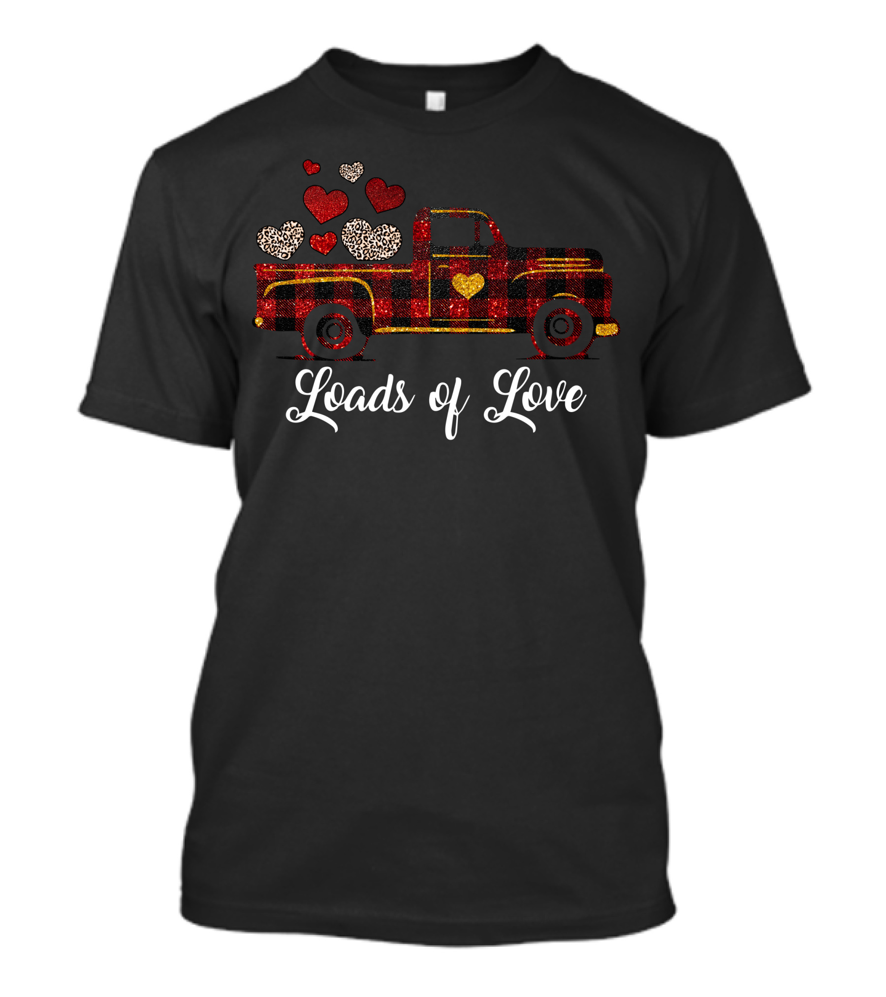 Loads Of Love Valentine's Day Truck Buffalo Plaid Hearts T-Shirt