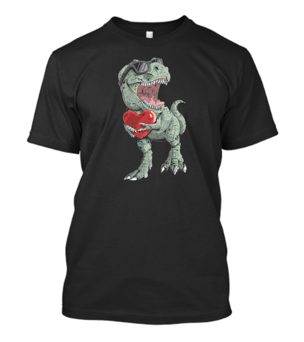 Cool Rex Dinosaur Holding Heart For Valentine's Day Men T-Shirt