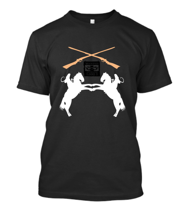 WANTED REWARD 1,000 $ CROSSED RIFLES HORSEBACK COWBOY DUO T-Shirt