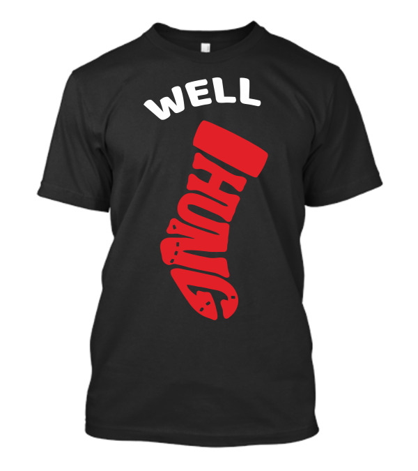 Well Hung Red Stocking Christmas Humor T-Shirt