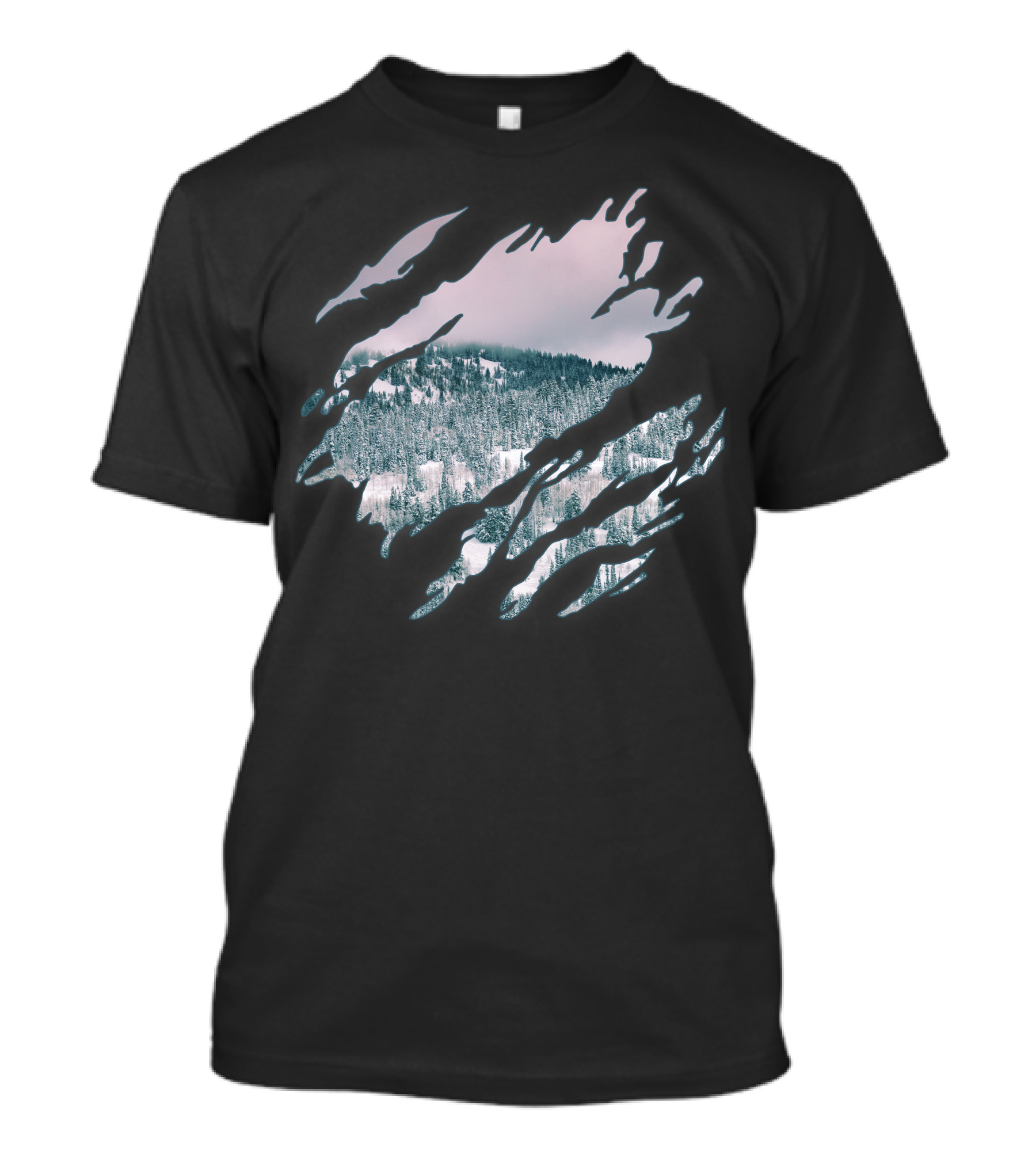 Winter Grunge Forest Claw Marks Landscape T-Shirt