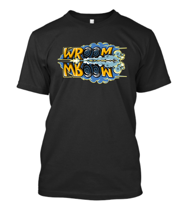 Wroom Mirror Effect With Smoke And Wheels T-Shirt