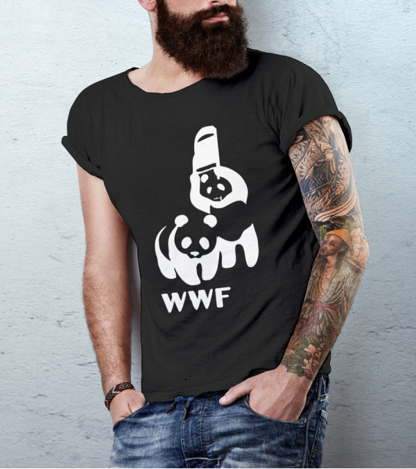 WWF Funny Panda Bear Banksy Wrestling T-Shirt