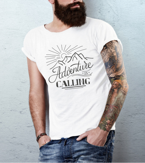 Adventure Is Calling Mountains Sunburst T-Shirt