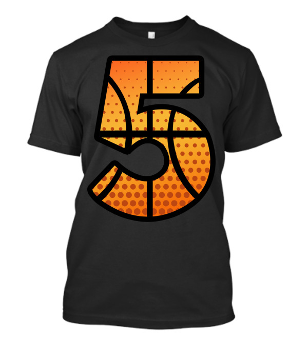 Basketball-Themed Number 5 Hoop Lovers T-Shirt