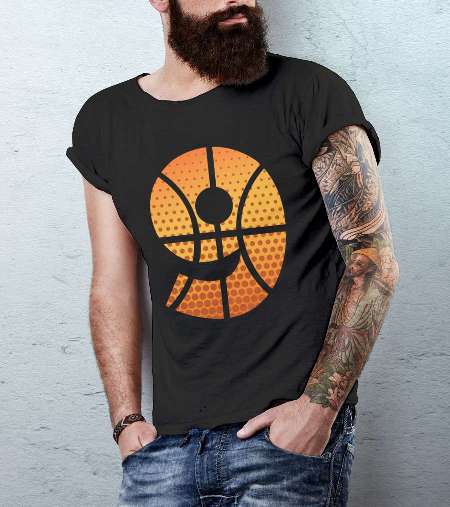 Basketball Number Nine Graphic With Orange Halftone T-Shirt