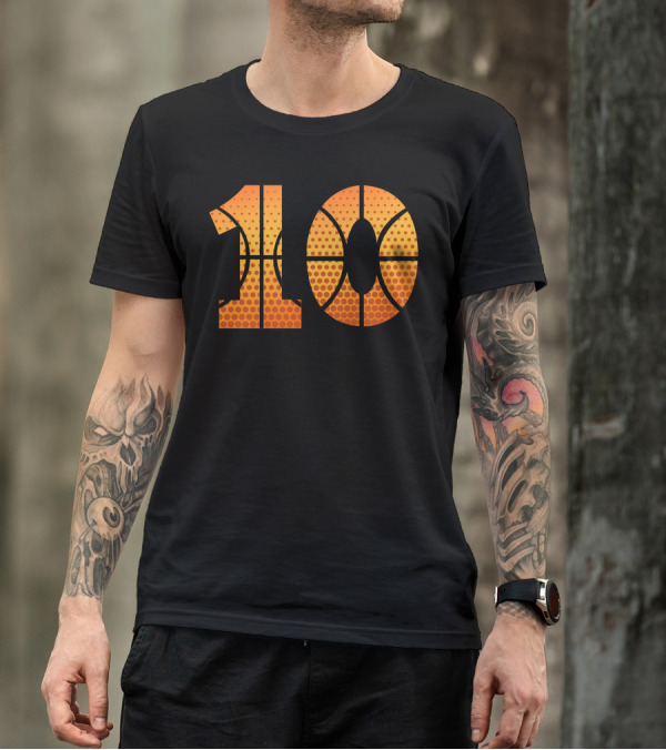 Basketball Number 10 With Orange Ball T-Shirt