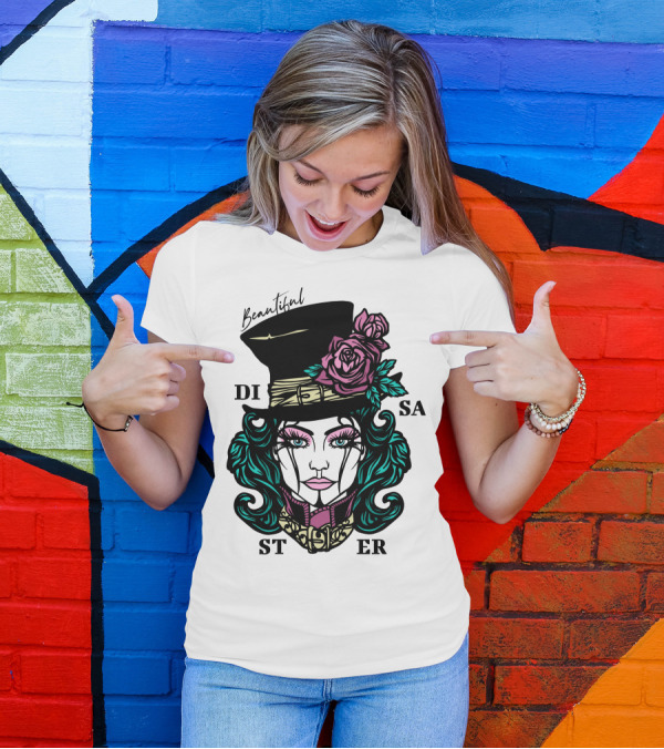Beautiful Disaster Woman Hat Rose T-Shirt