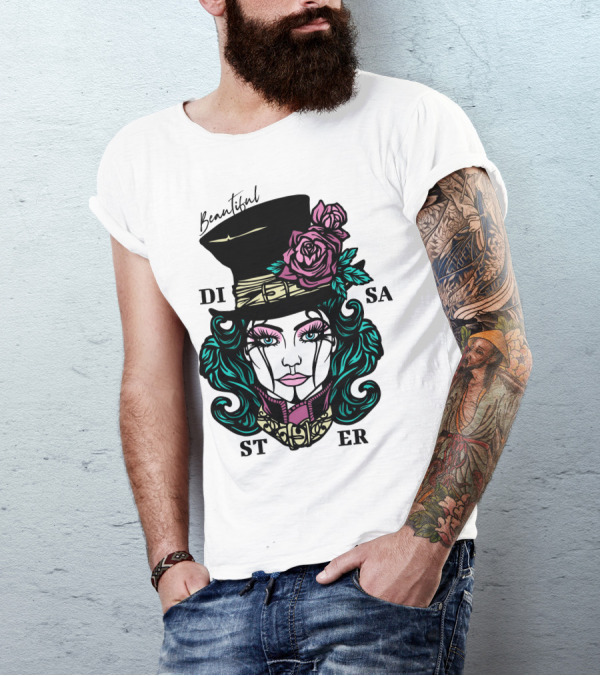 Beautiful Disaster Woman Hat Rose T-Shirt