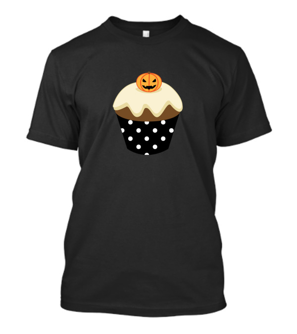 Cake Halloween Pumpkin Cupcake Polka Dots T-Shirt