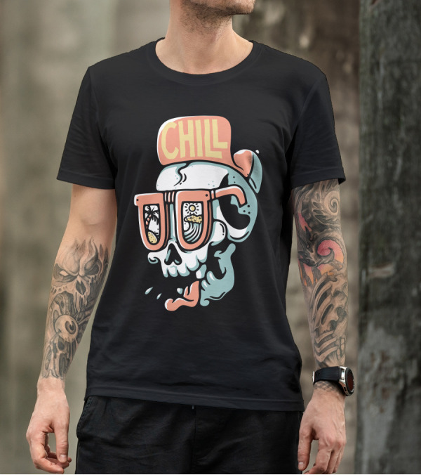 Chill Skull Beach Vibes Sunglasses Scene T-Shirt